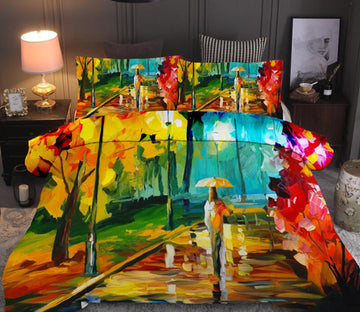 3D Oil Painting Street 66151 Bed Pillowcases Quilt