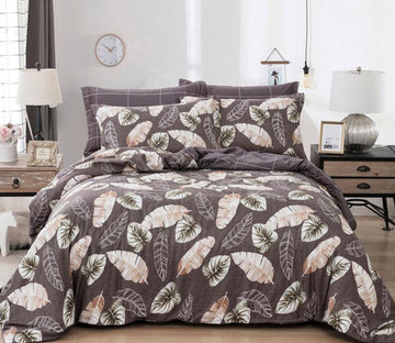 3D Brown Leaves 77197 Bed Pillowcases Quilt