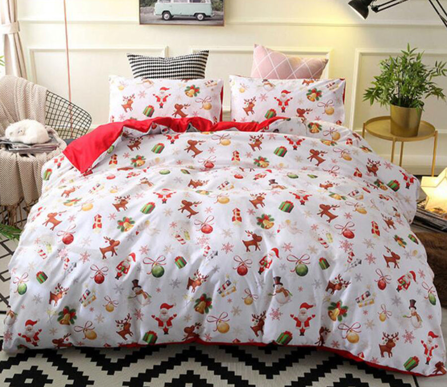 3D Little Snowman Christmas Tree 66159 Bed Pillowcases Quilt