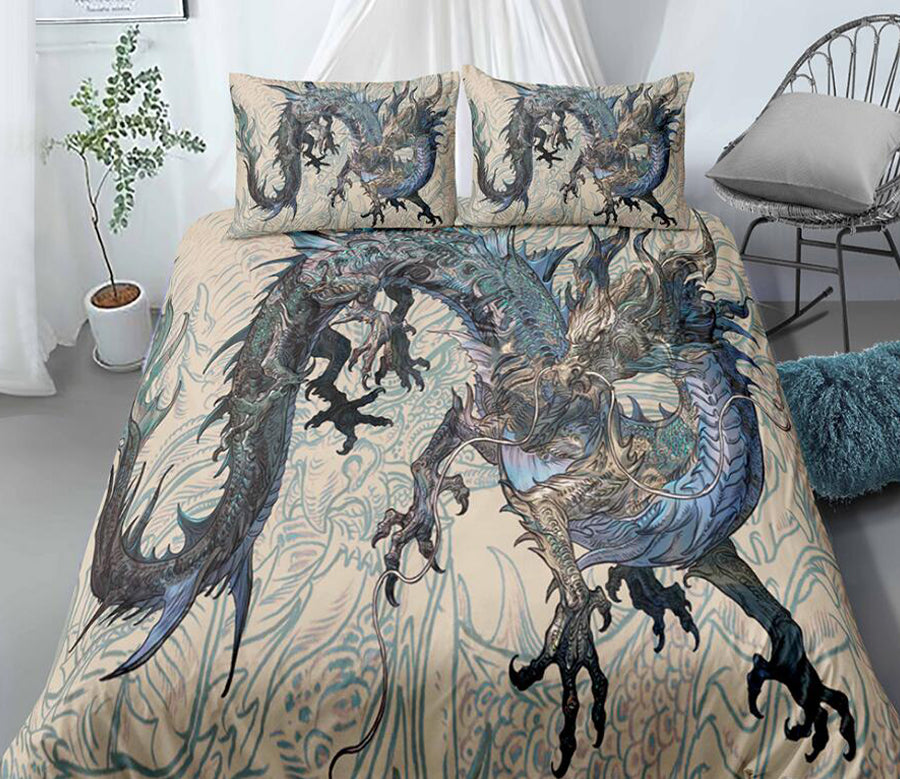 3D Blue Dragon 1150 Bed Pillowcases Quilt