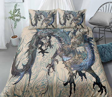3D Blue Dragon 1150 Bed Pillowcases Quilt