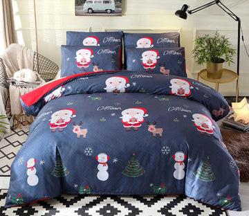 3D Cartoon Santa Deer 66179 Bed Pillowcases Quilt