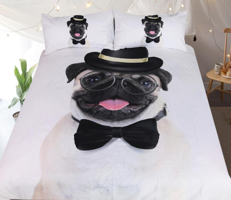 3D Pug Dog Hat 1175 Bed Pillowcases Quilt