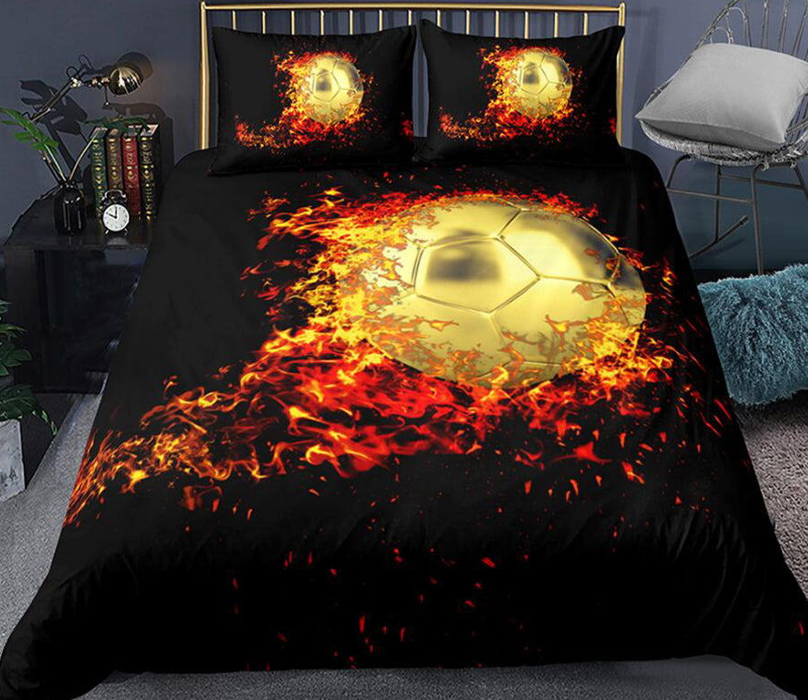 3D Flame Football Black 1138 Bed Pillowcases Quilt