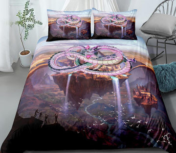 3D Sky City Dragon 99141 Bed Pillowcases Quilt