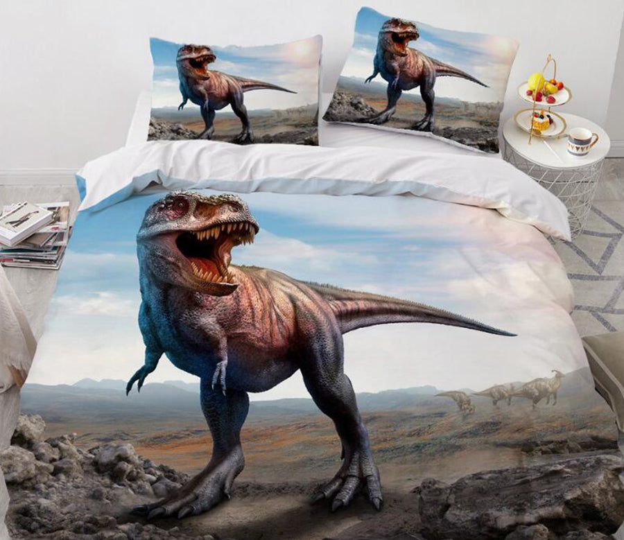 3D Tyrannosaurus Stone 7751 Bed Pillowcases Quilt