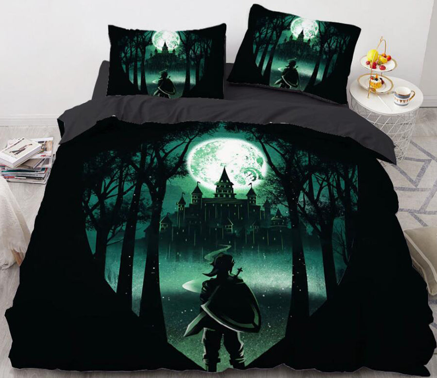 3D Knight Castle Moon 8888 Bed Pillowcases Quilt