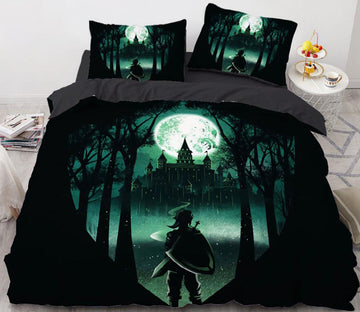 3D Knight Castle Moon 8888 Bed Pillowcases Quilt
