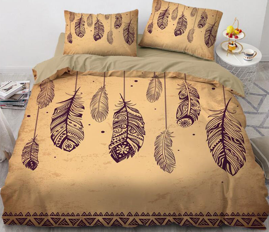 3D Feather Pattern 88149 Bed Pillowcases Quilt