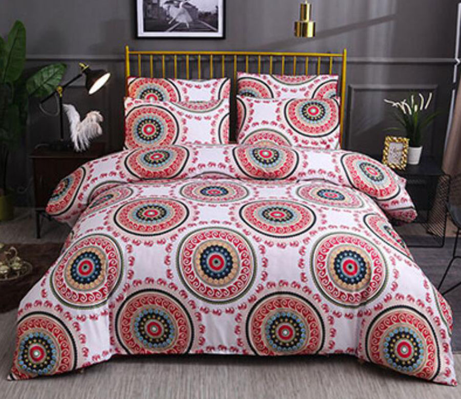 3D Red Circle 6649 Bed Pillowcases Quilt