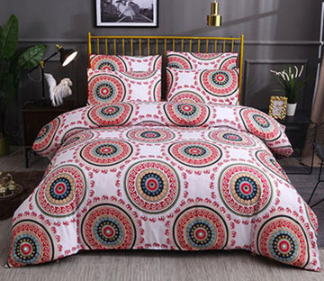 3D Red Circle 6649 Bed Pillowcases Quilt