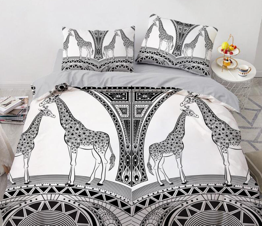 3D Black And White Giraffe 77153 Bed Pillowcases Quilt
