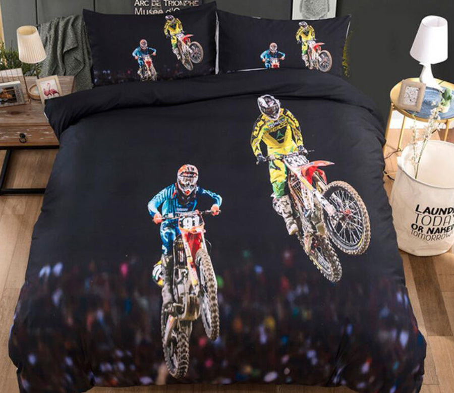 3D Motorcycle Racing 6692 Bed Pillowcases Quilt