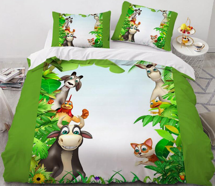 3D Cartoons Animal Group Tree 55195 Bed Pillowcases Quilt