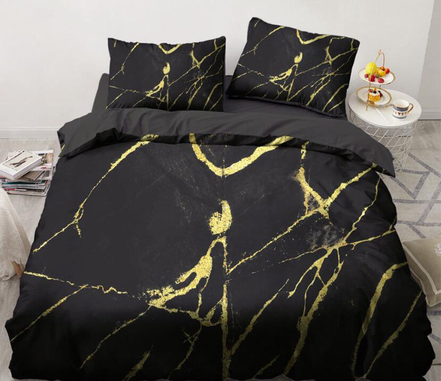 3D Black Marble  9079 Bed Pillowcases Quilt