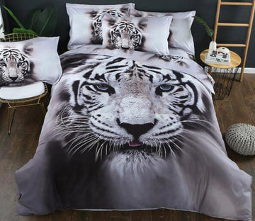 3D Grey Tiger 5519 Bed Pillowcases Quilt