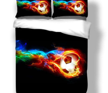 3D Color Flame Football 11105 Bed Pillowcases Quilt