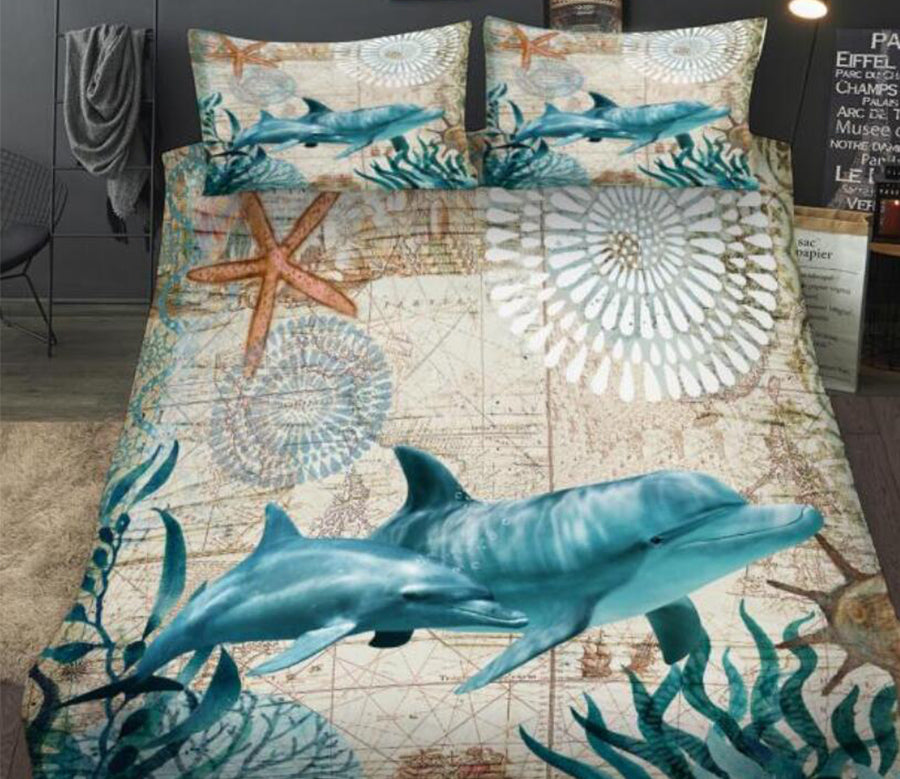 3D Dolphin Starfish 1183 Bed Pillowcases Quilt