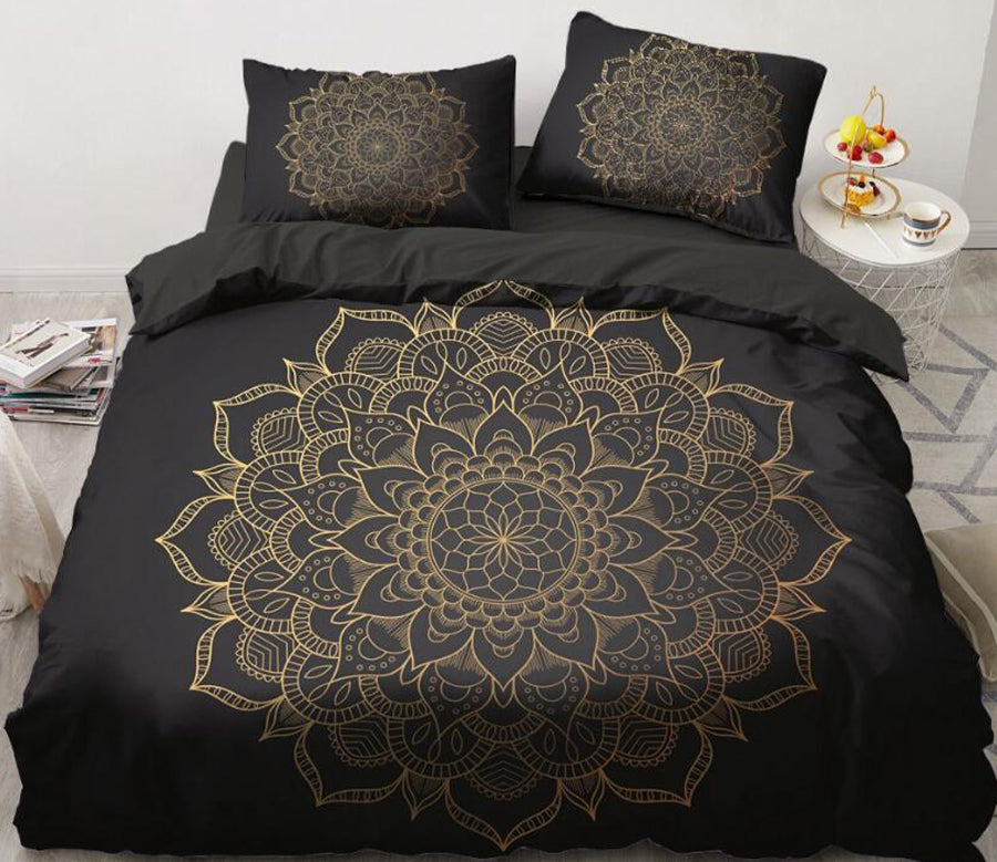3D Gold Pattern 5551 Bed Pillowcases Quilt