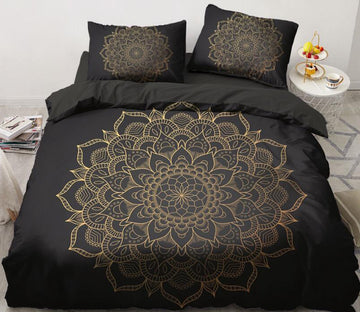 3D Gold Pattern 5551 Bed Pillowcases Quilt