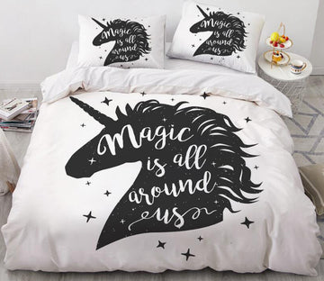 3D Black Unicorn 186 Bed Pillowcases Quilt
