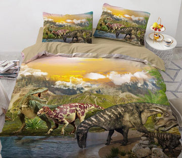 3D Dinosaur Habitat 7752 Bed Pillowcases Quilt