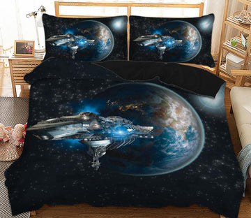 3D Earth Star Warship 66137 Bed Pillowcases Quilt
