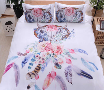 3D Deer Head Dreamcatcher 9992 Bed Pillowcases Quilt