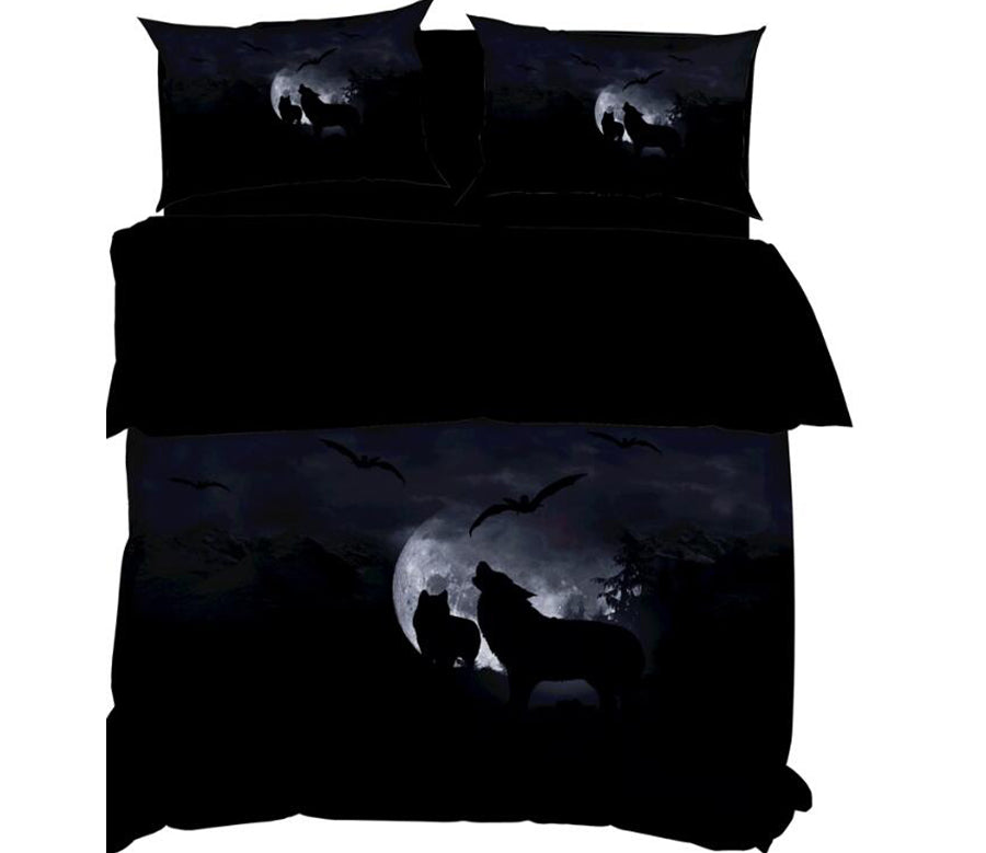 3D Moon Wolf Bird 11196 Bed Pillowcases Quilt