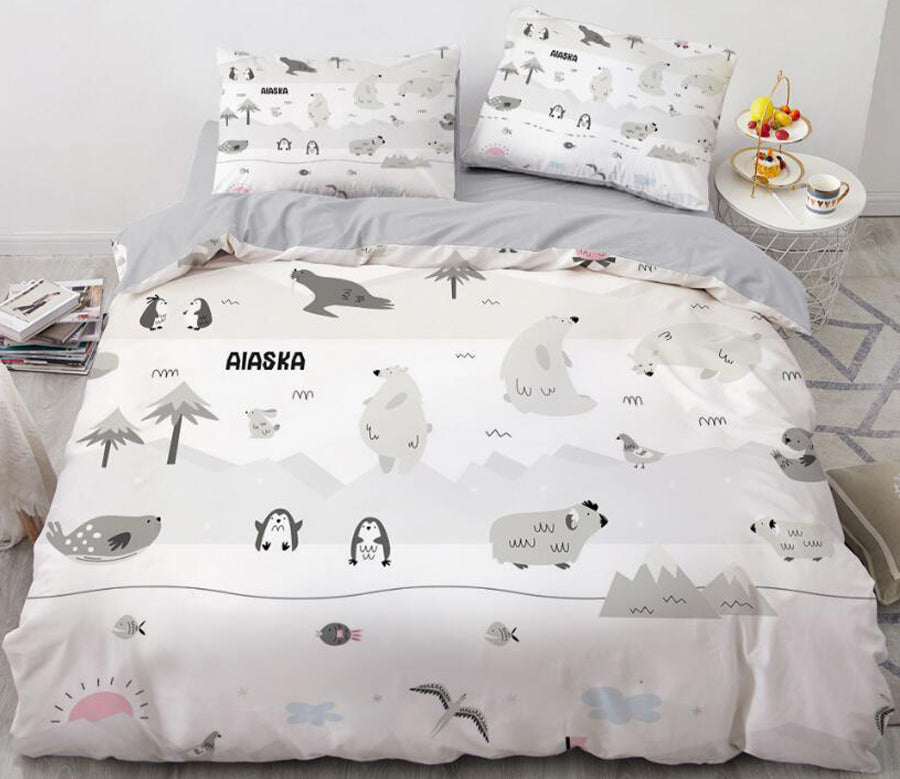 3D Cartoons Grey Little Animals 012 Bed Pillowcases Quilt