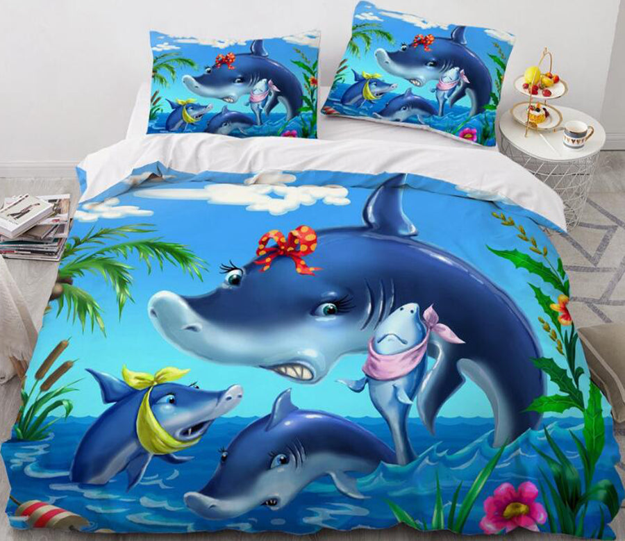 3D Cartoons Shark 55184 Bed Pillowcases Quilt