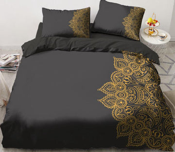 3D Gold Semicircle Pattern 5555 Bed Pillowcases Quilt
