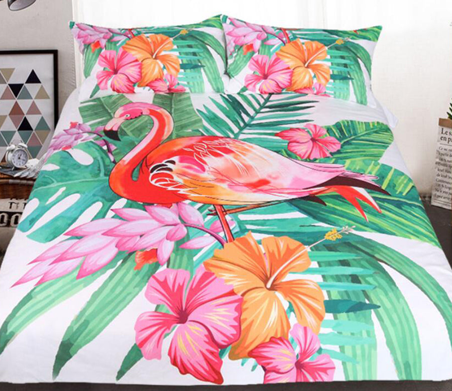 3D Flamingo Banana Leaf 1172 Bed Pillowcases Quilt