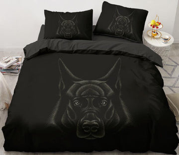 3D Black Background Dog 5594 Bed Pillowcases Quilt