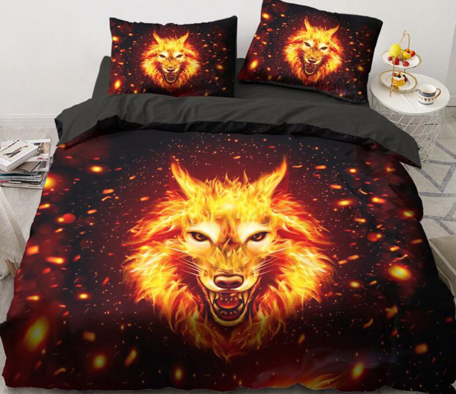 3D Flame Wolf 88116 Bed Pillowcases Quilt