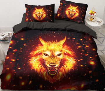 3D Flame Wolf 88116 Bed Pillowcases Quilt