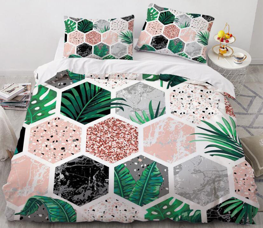 3D Hexagonal 9104 Bed Pillowcases Quilt