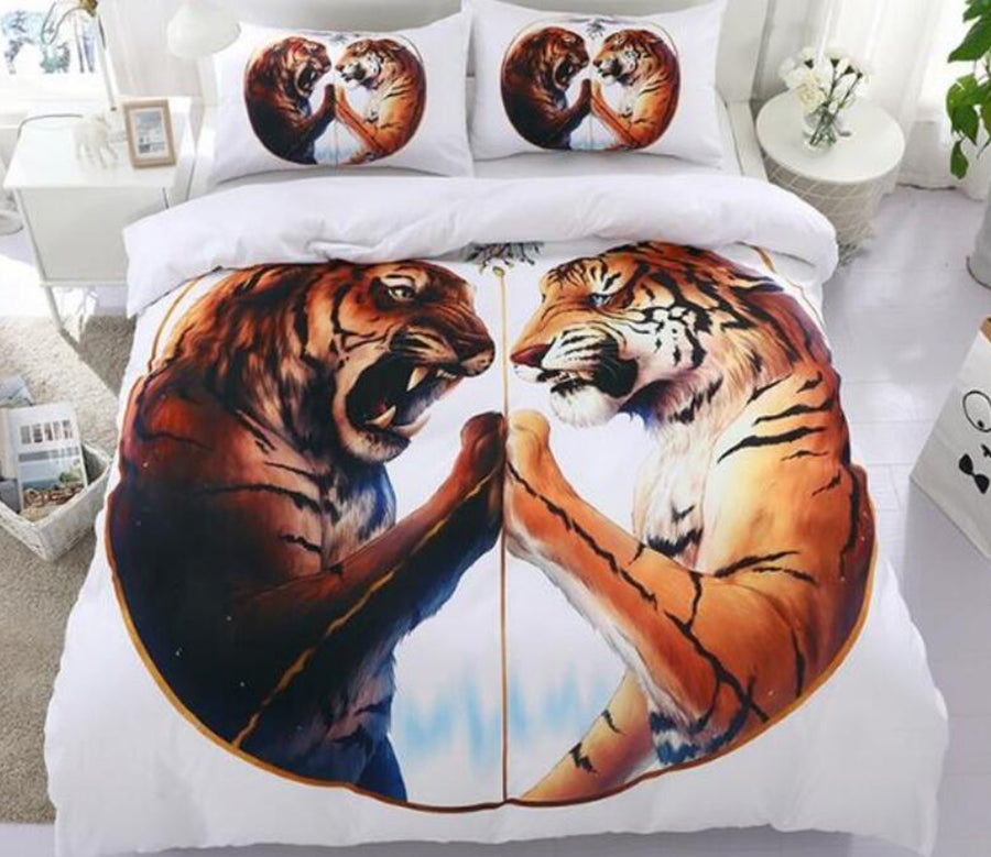 3D Double Tiger 6620 Bed Pillowcases Quilt