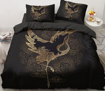 3D Gold Red-Crowned Crane 5549 Bed Pillowcases Quilt