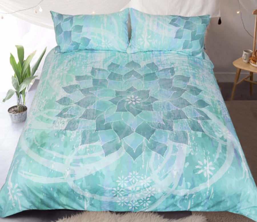 3D Green Lotus 1135 Bed Pillowcases Quilt