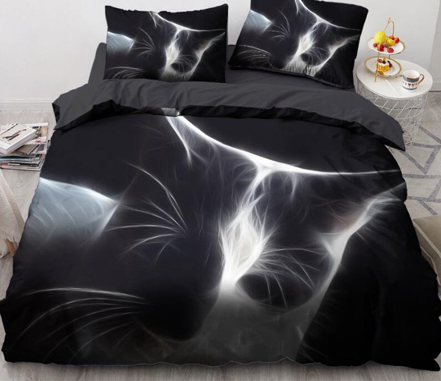 3D Cat Light 77107 Bed Pillowcases Quilt