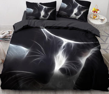 3D Cat Light 77107 Bed Pillowcases Quilt