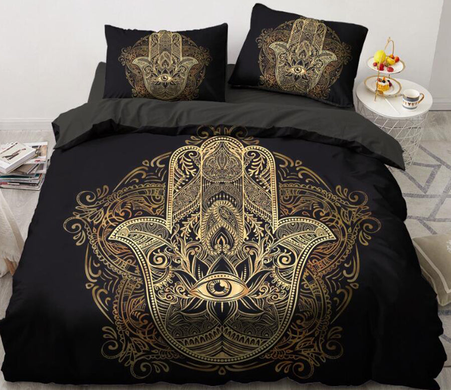 3D Gold Hand Of Fatima Eye 5563 Bed Pillowcases Quilt