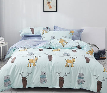 3D Cartoons Deer Bear 77167 Bed Pillowcases Quilt