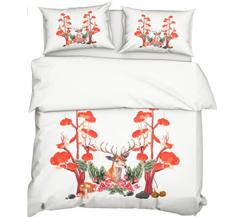 3D Deer Mangrove Flower 9904 Bed Pillowcases Quilt