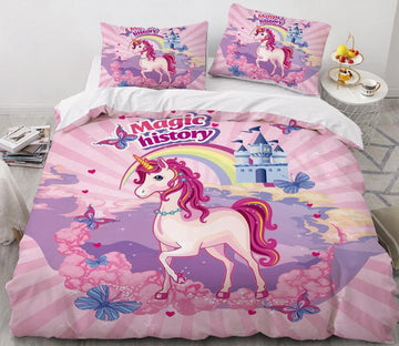 3D Unicorn Castle 164 Bed Pillowcases Quilt
