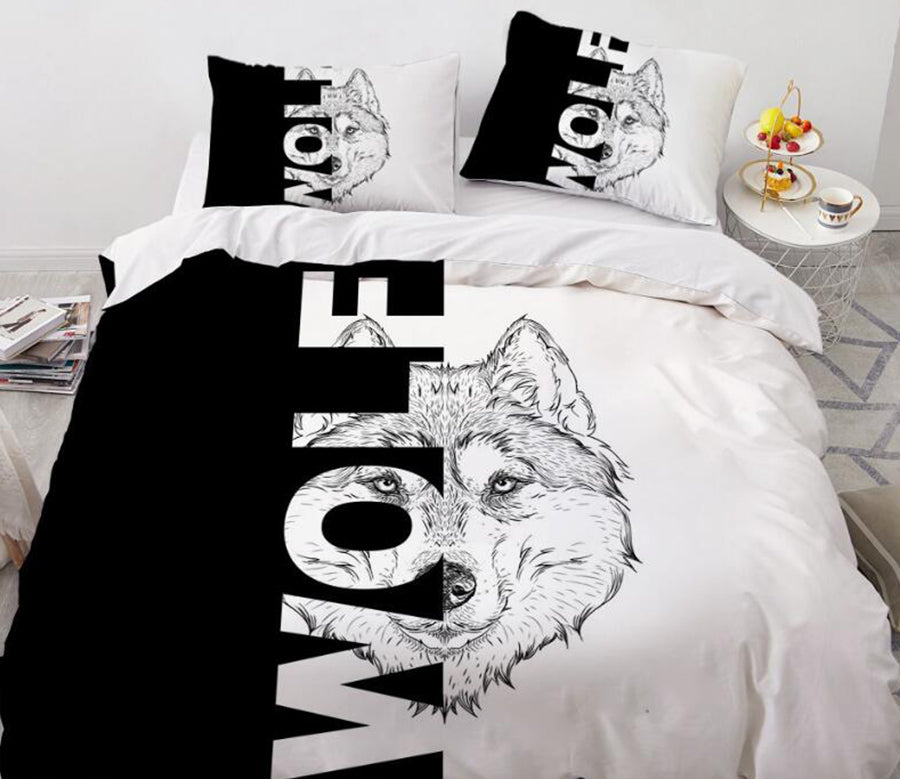3D Black And White Wolf 88133 Bed Pillowcases Quilt