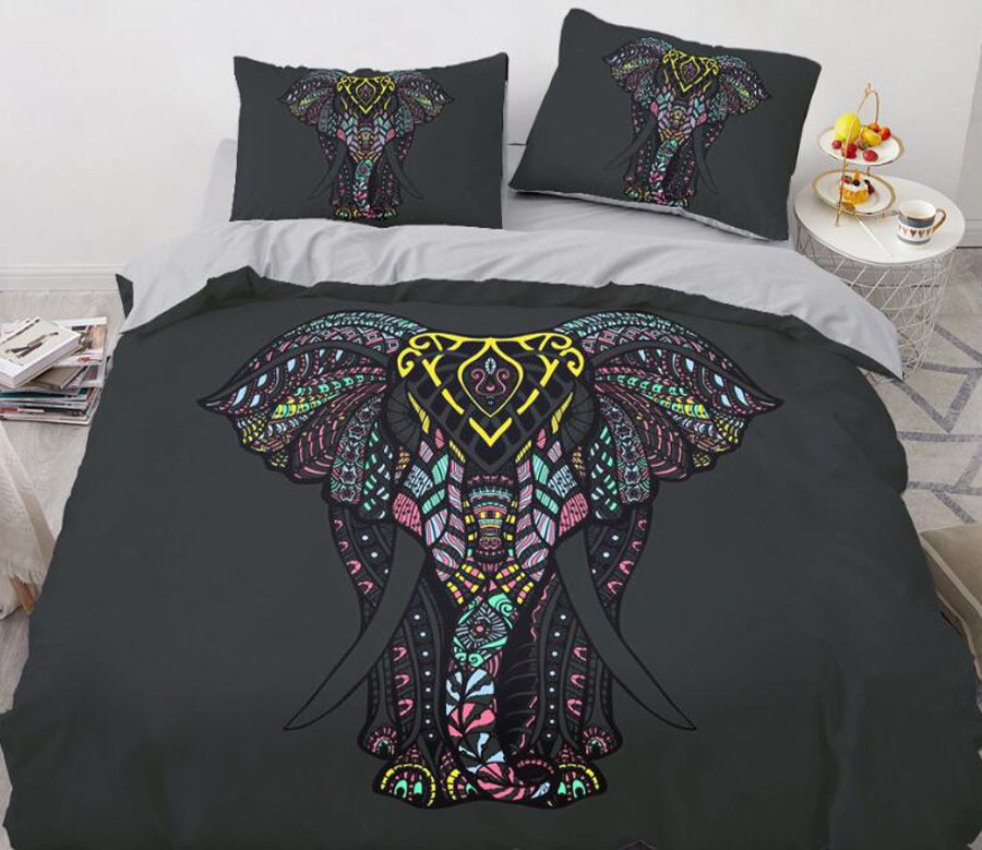 3D Color Block Elephant 88124 Bed Pillowcases Quilt