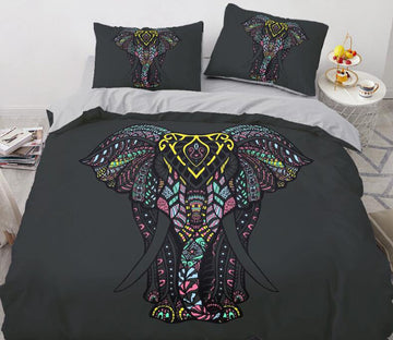 3D Color Block Elephant 88124 Bed Pillowcases Quilt