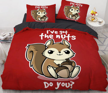 3D Cartoons Squirrel Pine Cones 8820 Bed Pillowcases Quilt